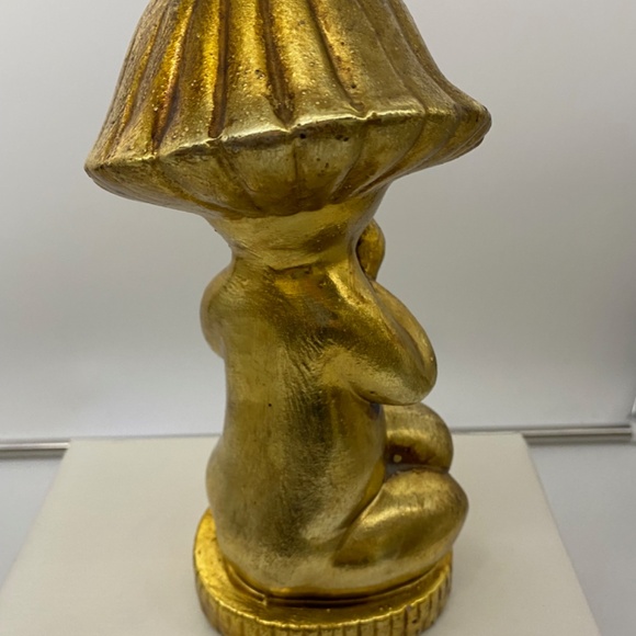 Rare Vintage Gold Finish Little Girl Figurine Piggy Bank - Picture 14 of 16